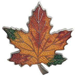 Bond-Boyd Made In Canada Vintage Enamel Autumn Maple Leaf Pin, Signed